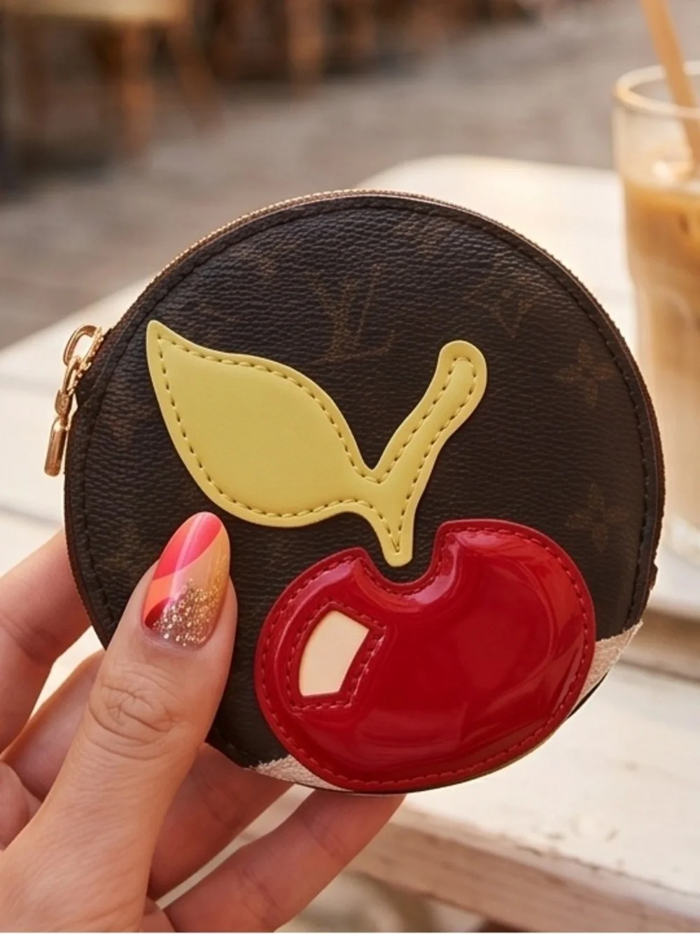 LOUIS VUITTON Monogram Satin Contes de Fées Apple Coin Purse Wallet